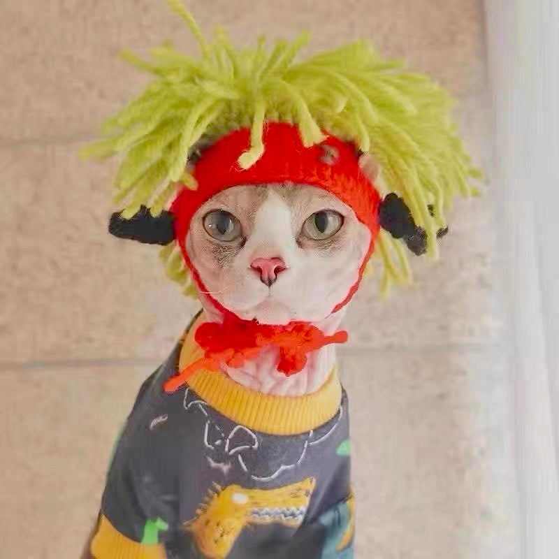 Pet Knitting Wig Adjustable Hat for Cats and Dogs