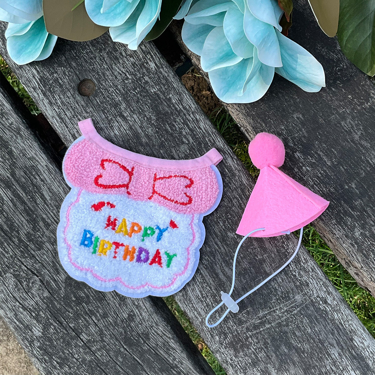 Pet Birthday Celebration Accessories Hat and Bib for Cats and Dogs - Lil Wild Pets