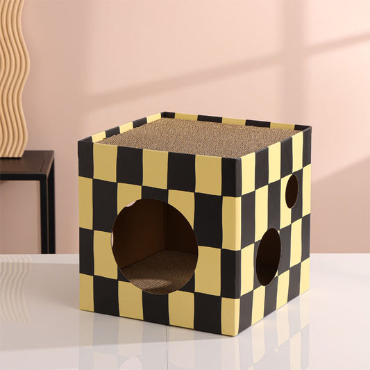 Cat Scratcher 2-Story Cardboard Box House With Scratching Pad