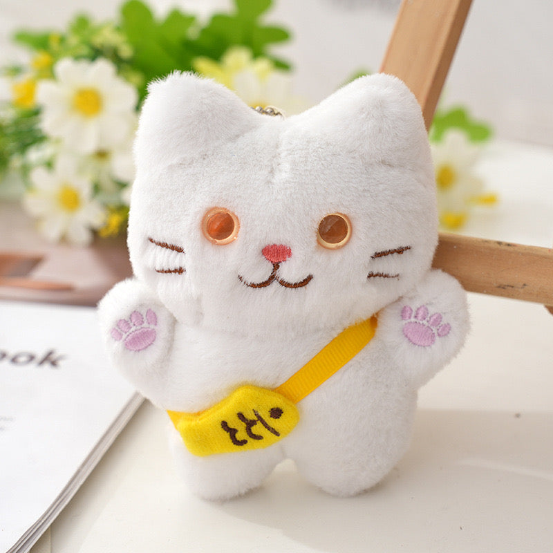 White Cat with a Yellow Fish Bag Plush Toy - Lil Wild Pets