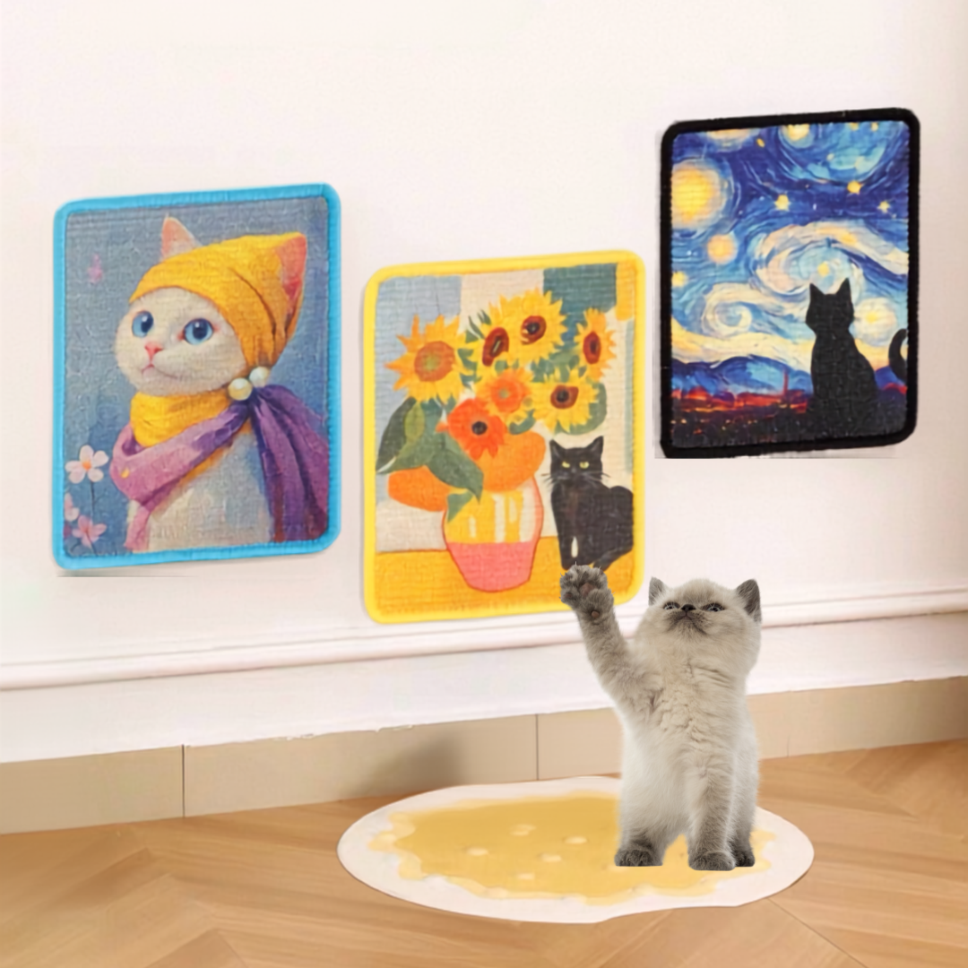 Decorative Cat Art Oil Painting Sisal Wall Scratch Pad