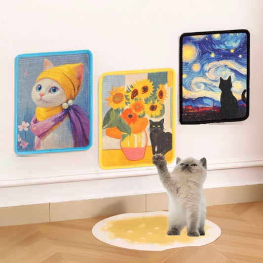 Decorative Cat Art Oil Painting Sisal Wall Scratch Pad