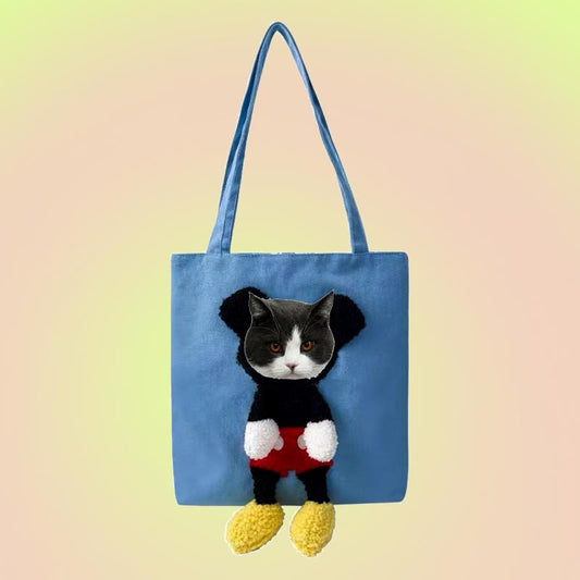 Pet Tote Bag Carrier with Plush Micky Mouse for Cats & Dogs - Lil Wild Pets