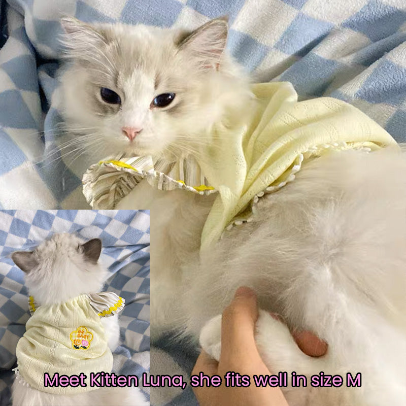 Yellow Pleated Angel Sleeve Tank Summer Shirt for Cats and Dogs - Lil Wild Pets