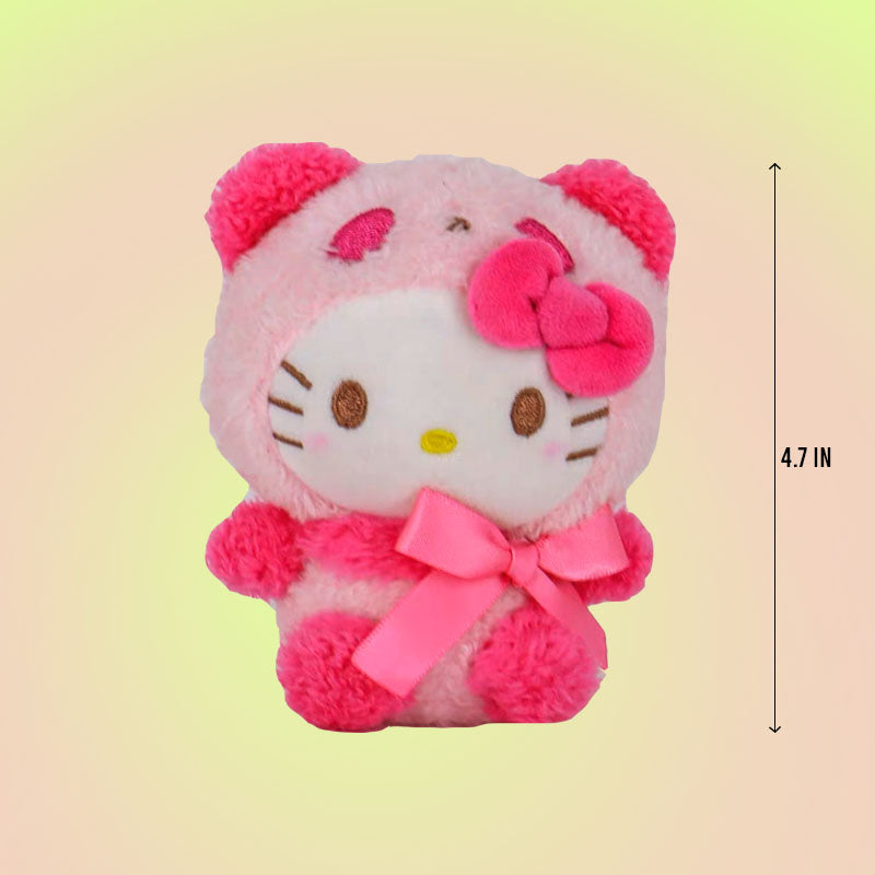 Hello Kitty Sanrio with Pink Panda Hat Plush Toy Keychain