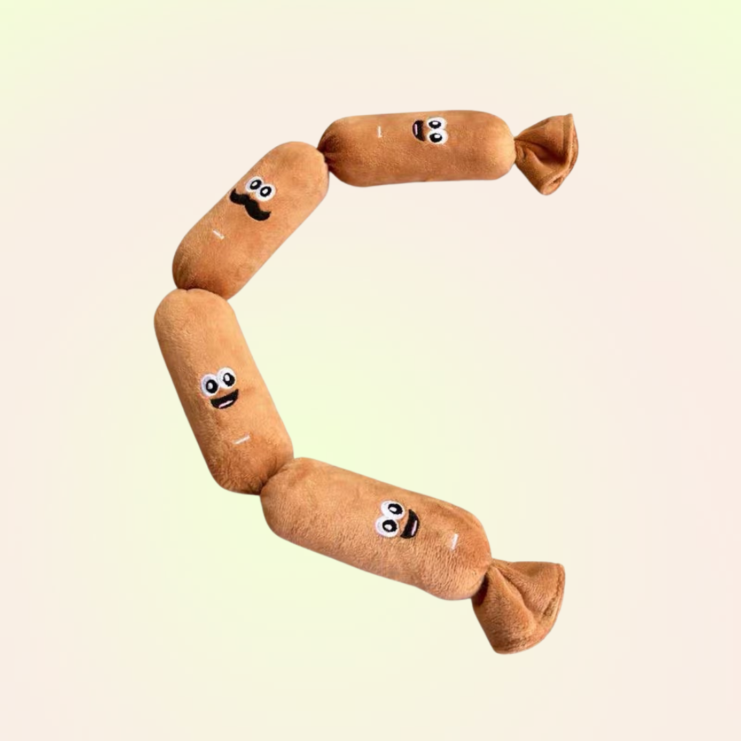 Squeaky Sausage Long Plush Chew & Tug Dog Toy