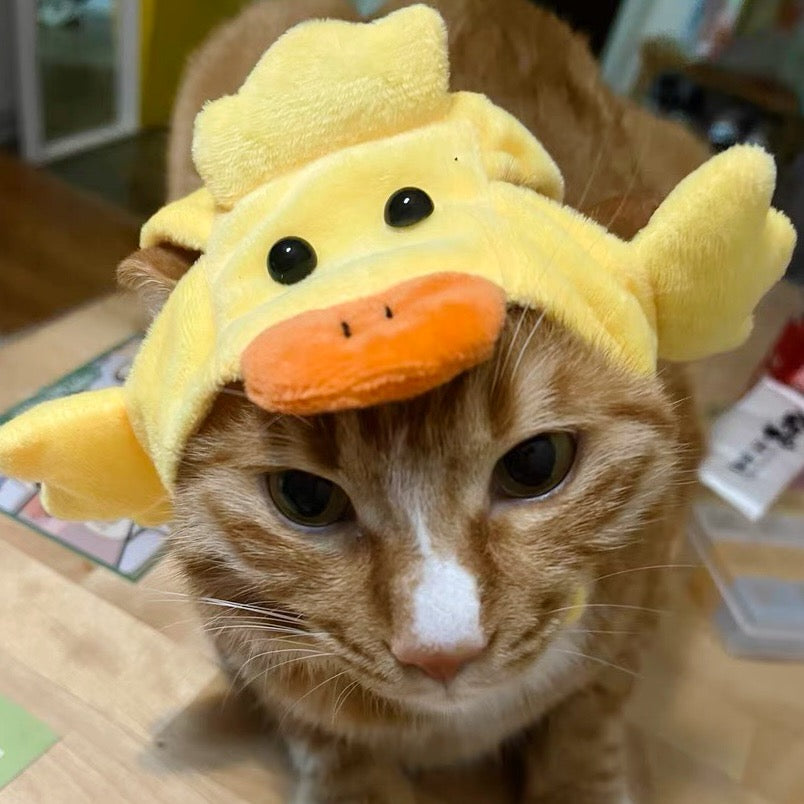 Duck Fuzzy Adjustable Pet Hat with Ear Holes for Cats and Dogs - Lil Wild Pets