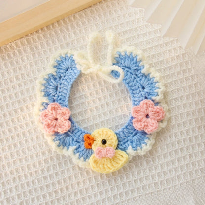 Blue Duck Knit Handmade Crochet Pet Bib Accessory Collar for Cats and Dogs - Lil Wild Pets