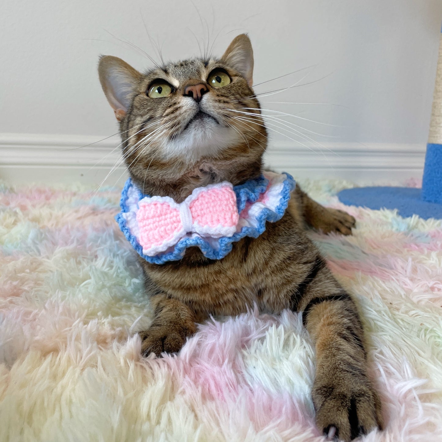 Pink Bow Tie Knit Handmade Crochet Pet Bib Accessory Collar for Cats and Dogs - Lil Wild Pets