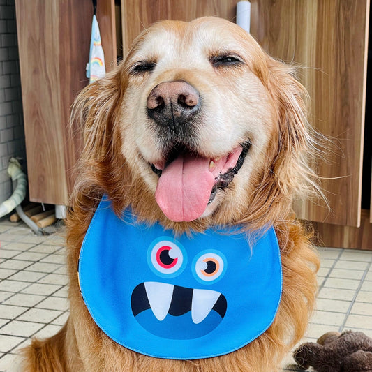 Blue Monster Double-Sided Drool Bib Accessory for Medium and Big Dogs - Lil Wild Pets