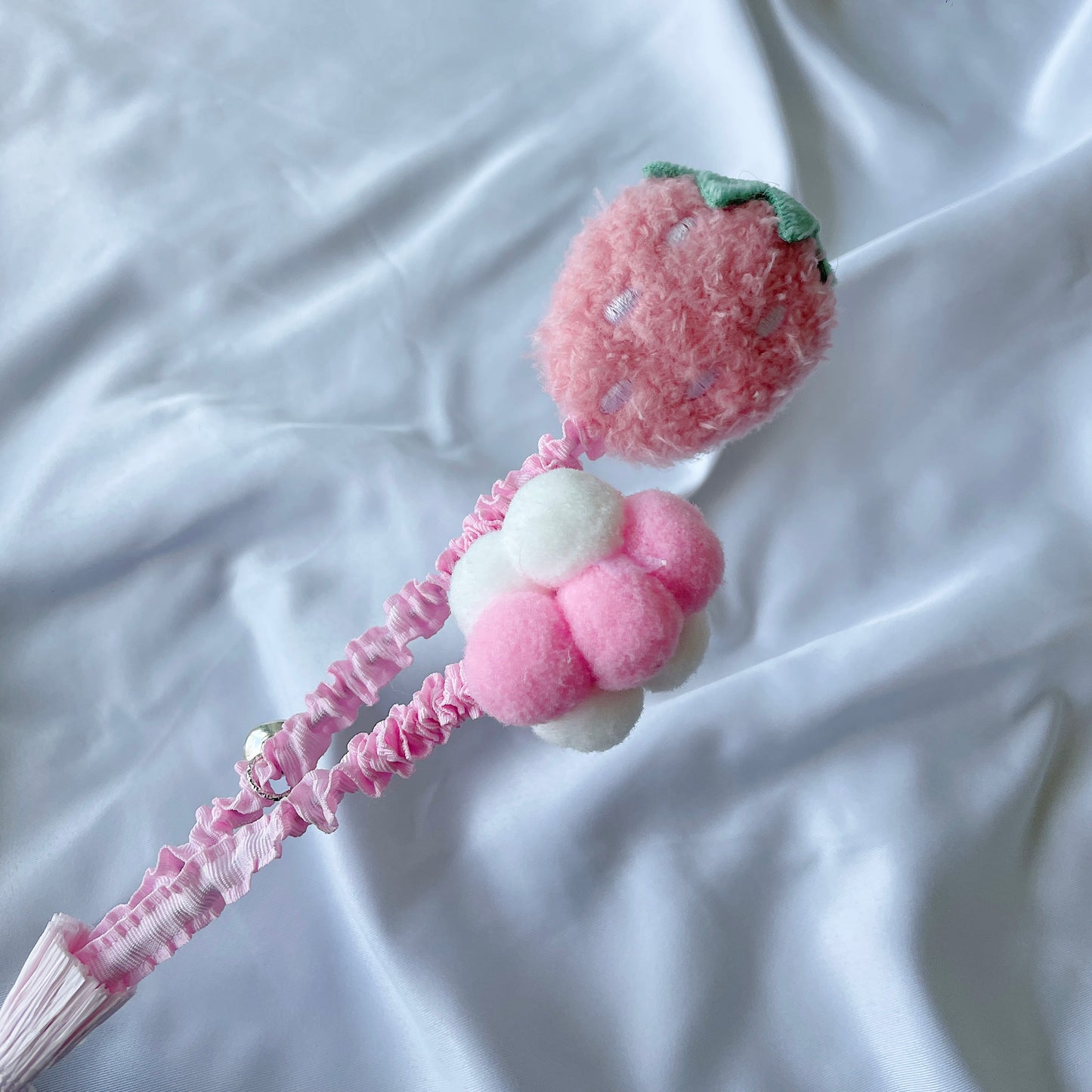 Fuzzy Strawberry Wand Cat Teaser Toy with Bells - Lil Wild Pets