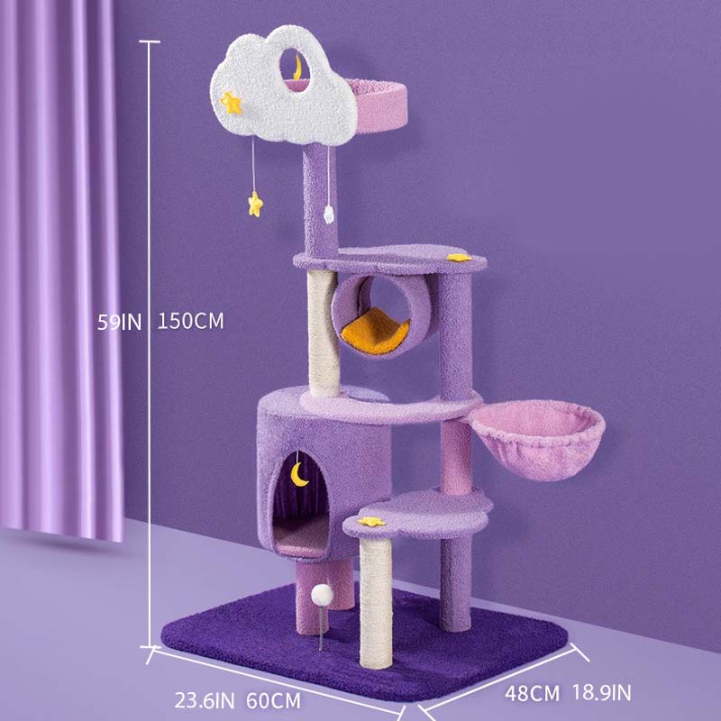 Moon & Stars Purple Cat Tree Scratching Post - Lil Wild Pets