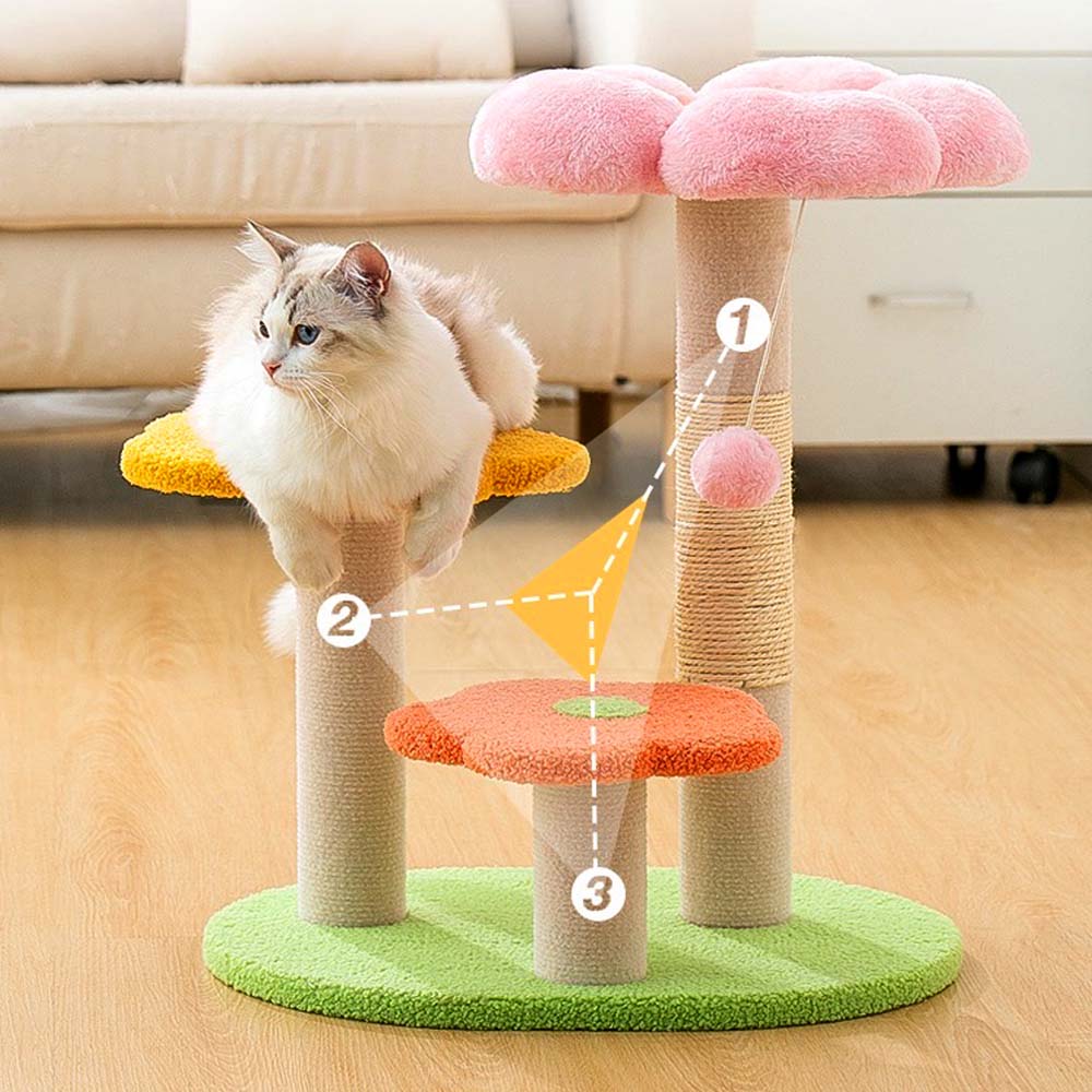 Flower Paradise Plush Cat Tree Scratching Post 22.5in - Lil Wild Pets