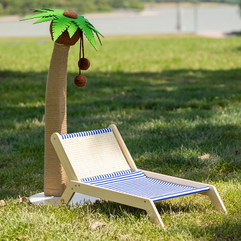 Palm Tree Cat Scratching Tree Post & Beach Chair Bed - Lil Wild Pets