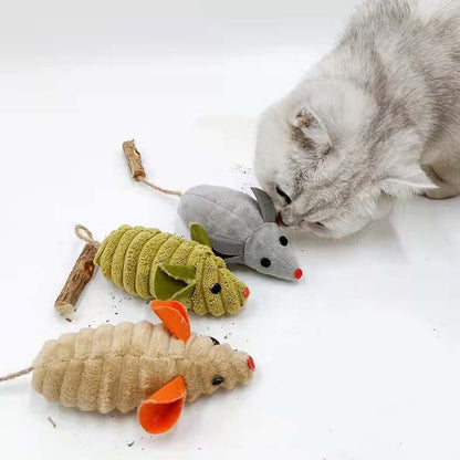 Catnip Mouse Plush Toy with Silvervine Stick with for Cats - Lil Wild Pets