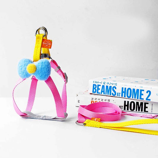 Cartoon Bowtie Harness Walk Kit with Leash for Dog & Cat - Lil Wild Pets