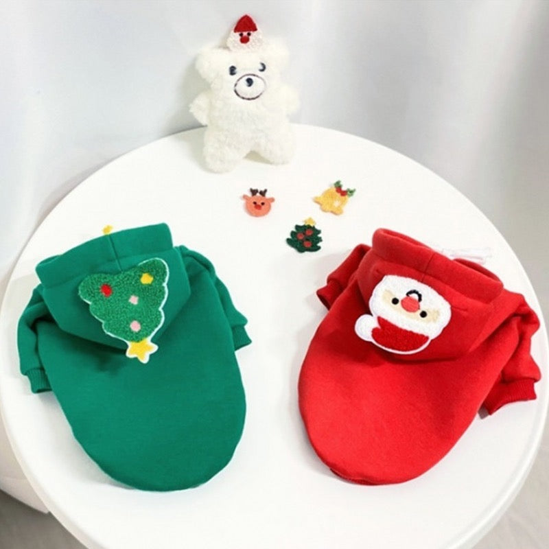 Santa Claus & Christmas Tree Hoodie for Cats and Dogs - Lil Wild Pets