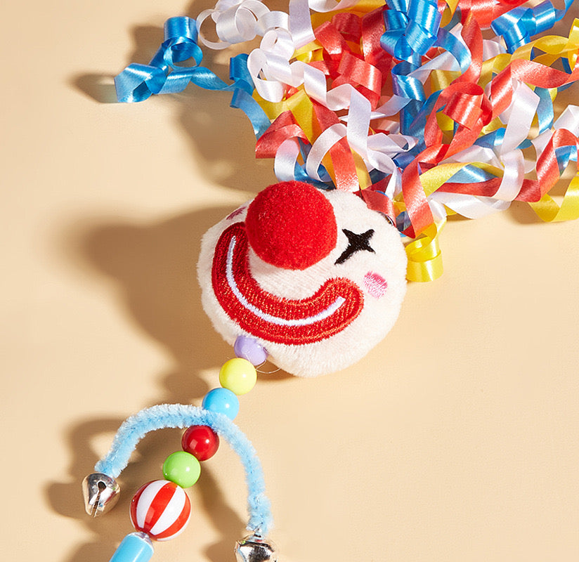 Teaser Toy - Extra-Long Clown Wand with Colorful Strings - Lil Wild Pets