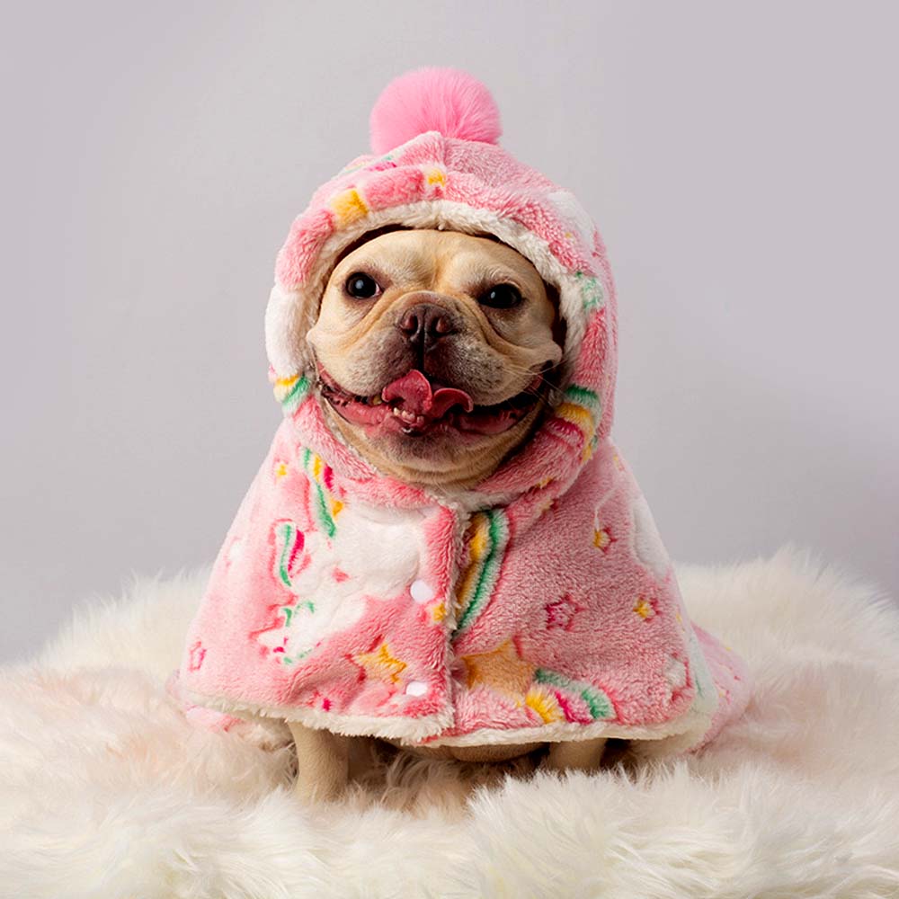Fleece Pom Pom Rainbow & Angel Shawl Blanket for Cats and Dogs - Lil Wild Pets