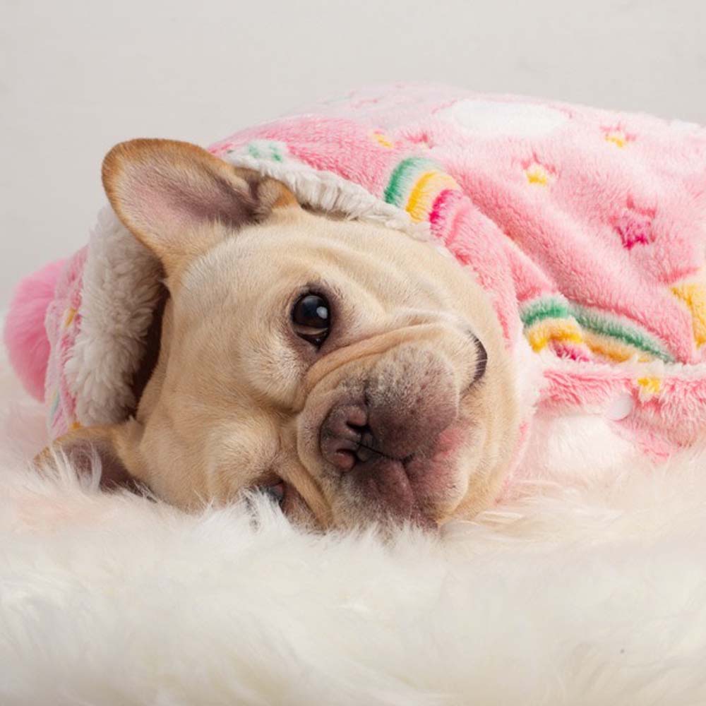 Fleece Pom Pom Rainbow & Angel Shawl Blanket for Cats and Dogs - Lil Wild Pets