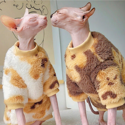 Teddy Bear Fleece Onesie Sweater for Sphynx and Devon Rex Cats - Lil Wild Pets