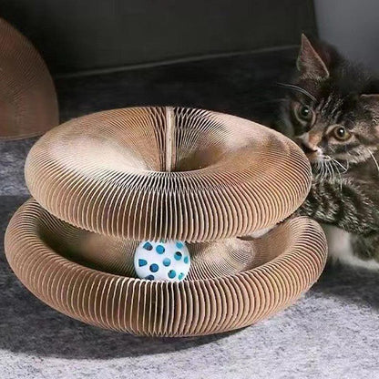 Cat Self-Play Foldable Donut Scratcher Tunnel Chaser Ball Toy - Lil Wild Pets